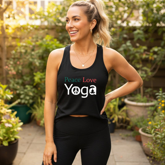 Peace Love Yoga Racerback Tank Top