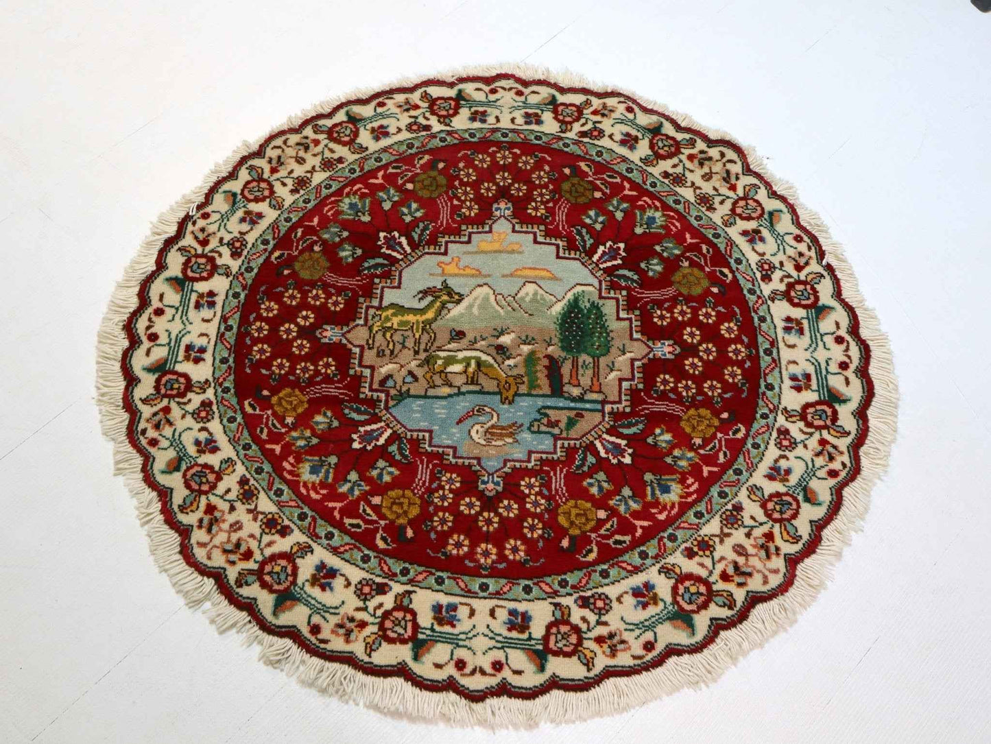 Persian Tabriz Round Rug | 3' 1"