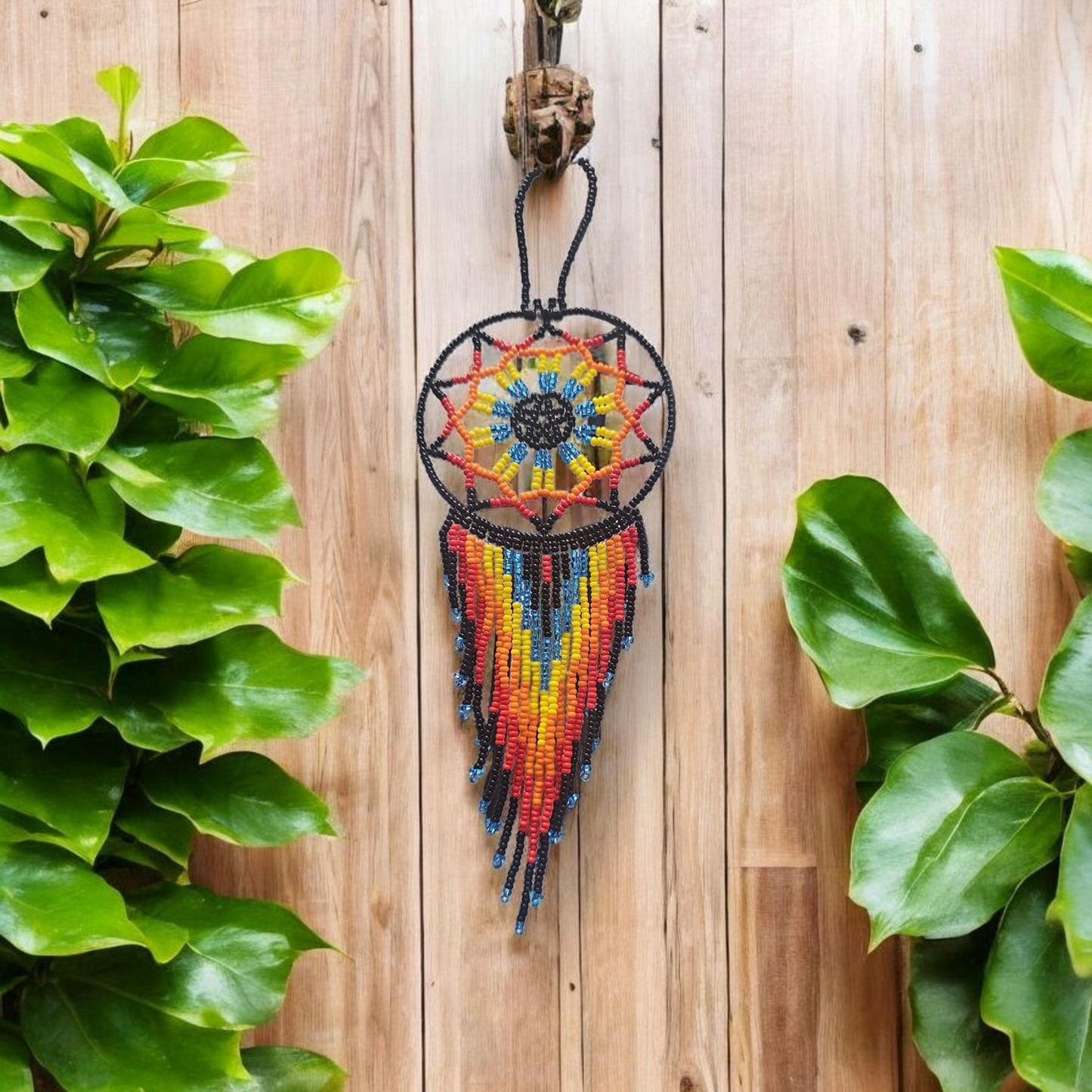 Black and yellow  red ,Celestial Beaded Handmade Dreamcatcher