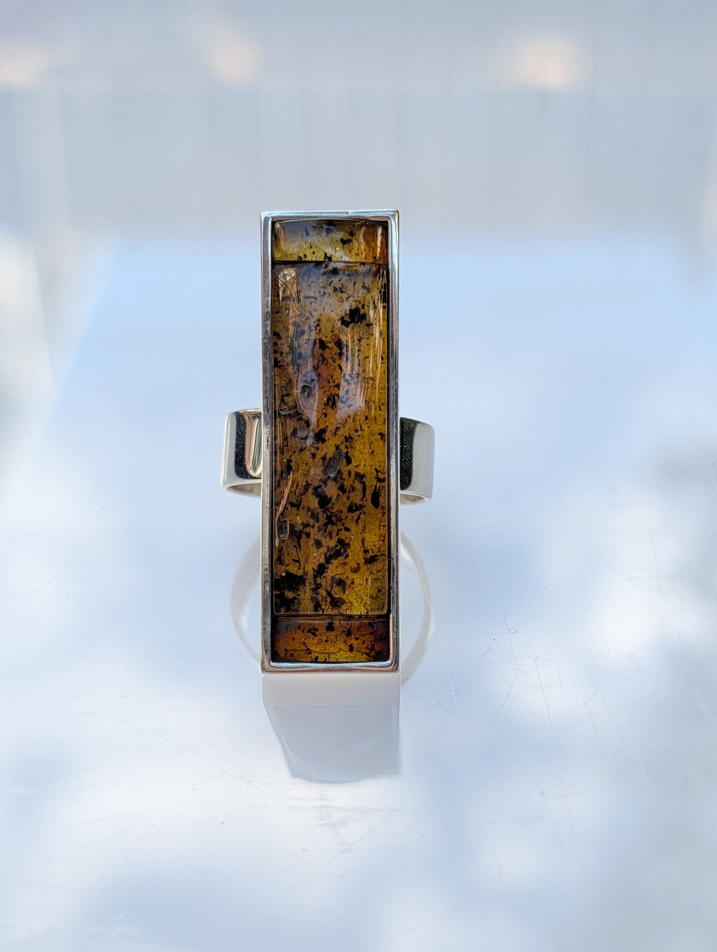 Forest Light Ring | Silver Baltic Amber Ring | Tears of the Sun Collection