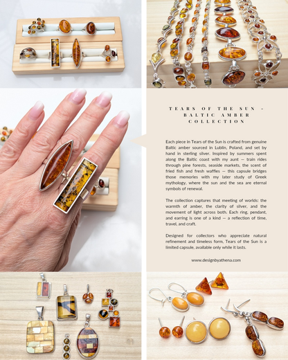 Helia’s Tears Bracelet | Sterling Silver Baltic Amber Bracelet | Tears of the Sun