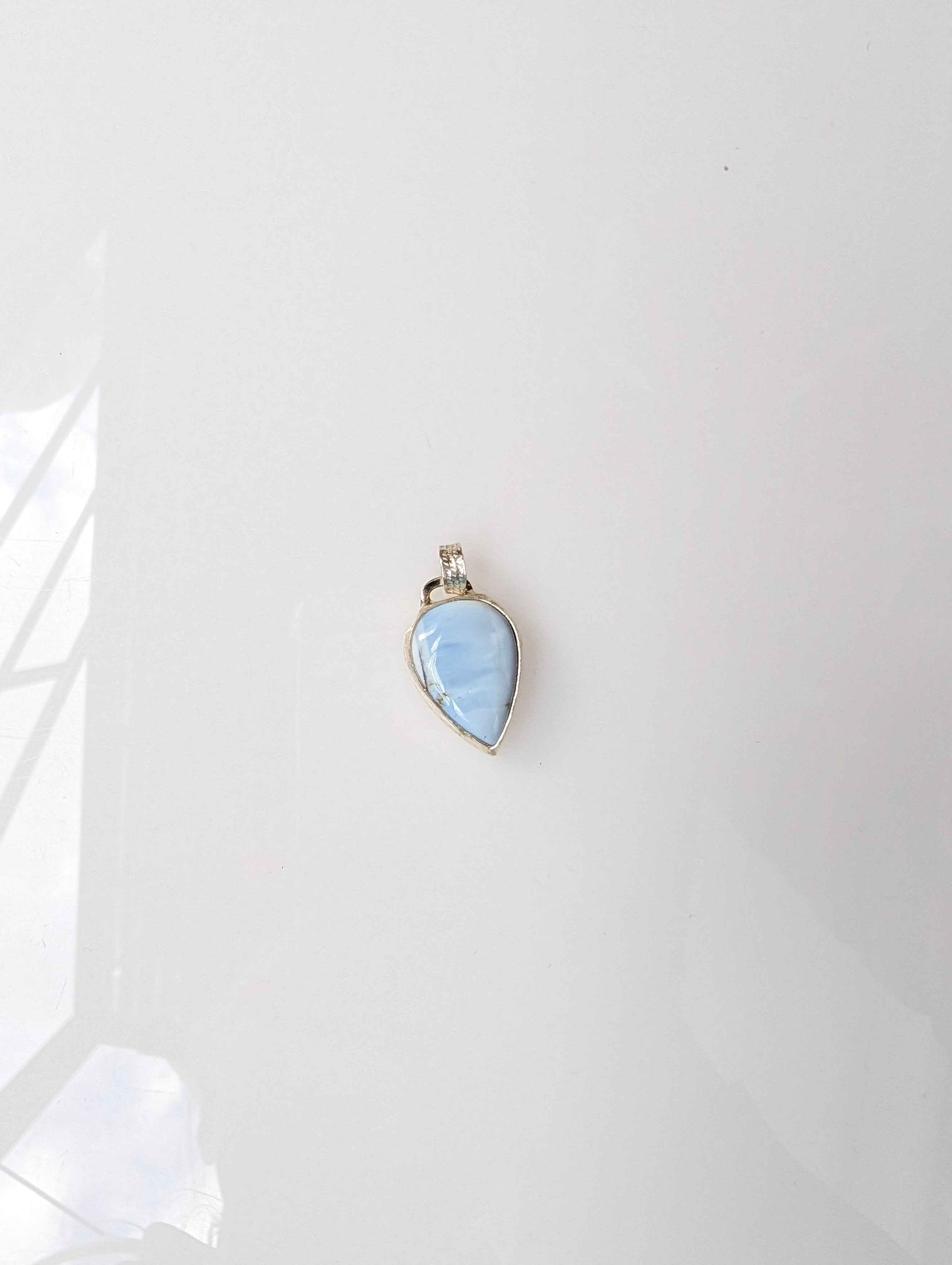 Moon Line Pendant | Pear-Shaped Blue Opal in Sterling Silver