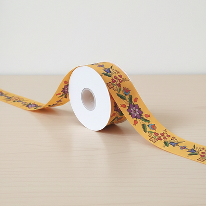 Orange Double Face Floral Ribbon Roll