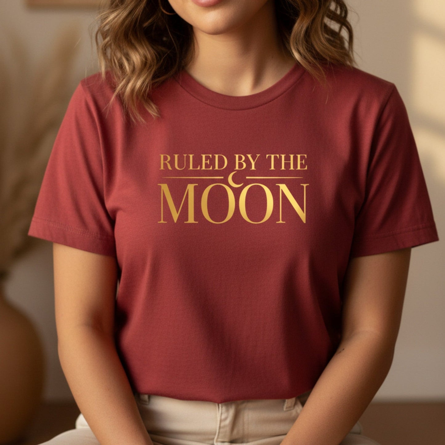 Ruled By The Moon T-Shirt | Celestial Graphic Tee for Women | Moon Lover Gift