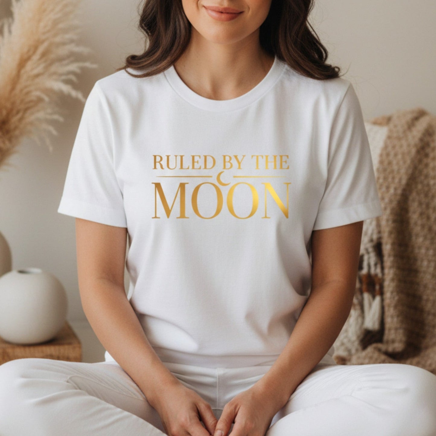 Ruled By The Moon T-Shirt | Celestial Graphic Tee for Women | Moon Lover Gift