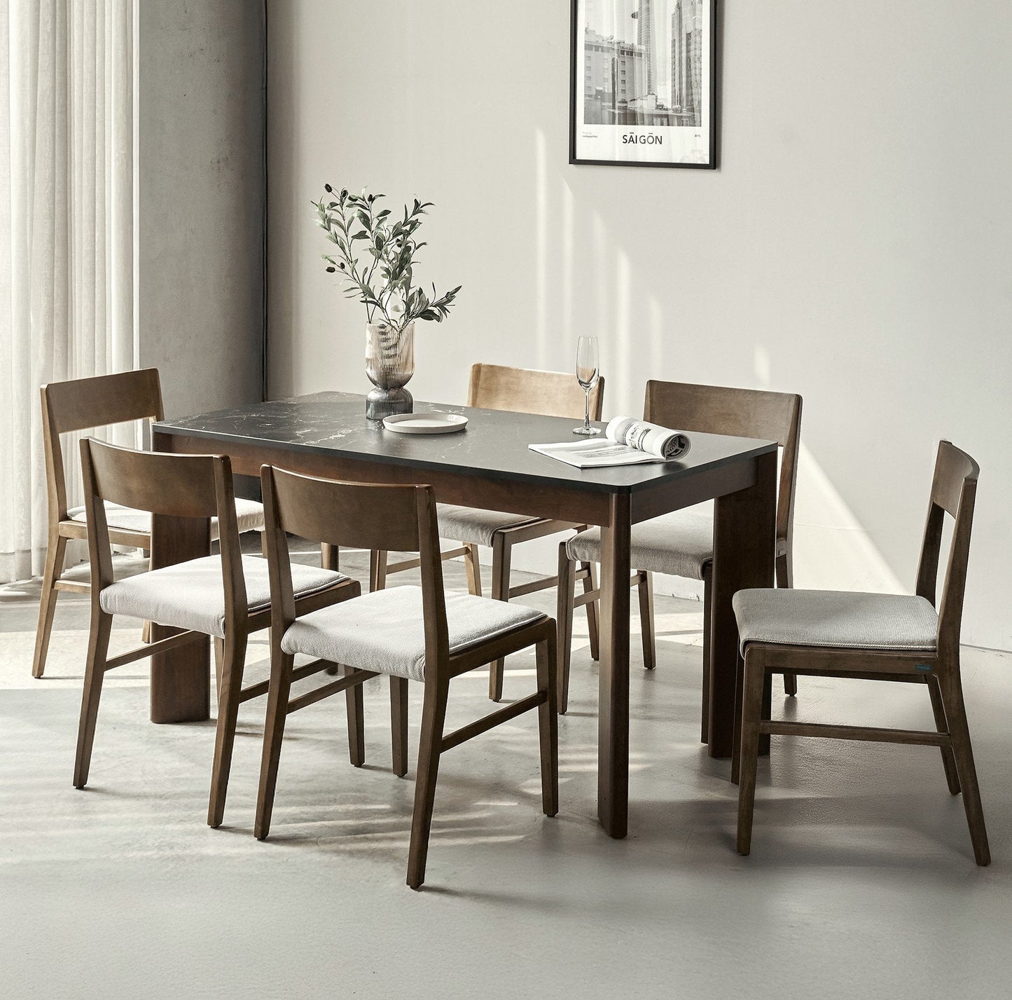 Scania Stone Dining Table Set