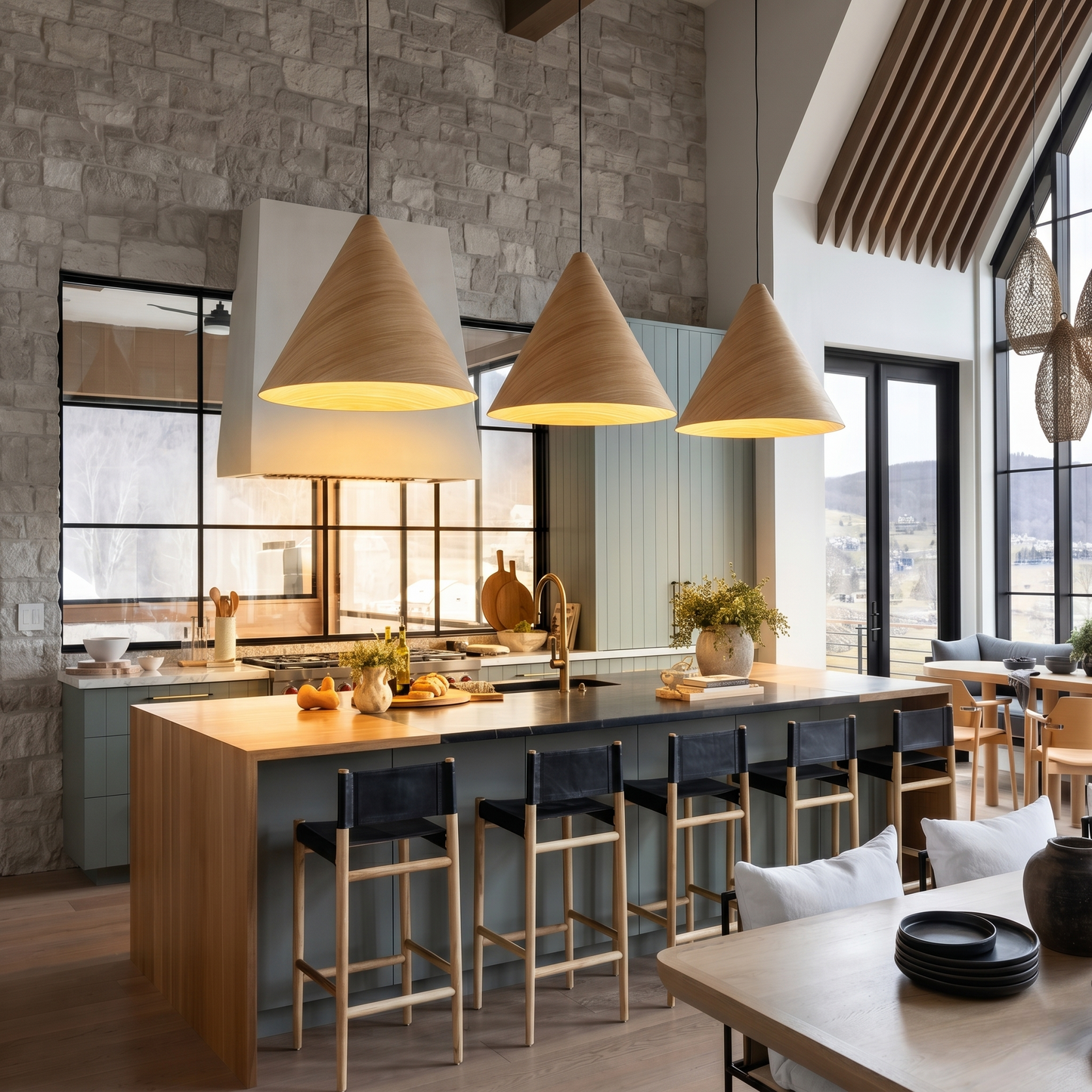 SOLIS Large Scandinavian Wood Pendant Light – Statement Cone Design (Limited Edition) - AURABAGS SHOP