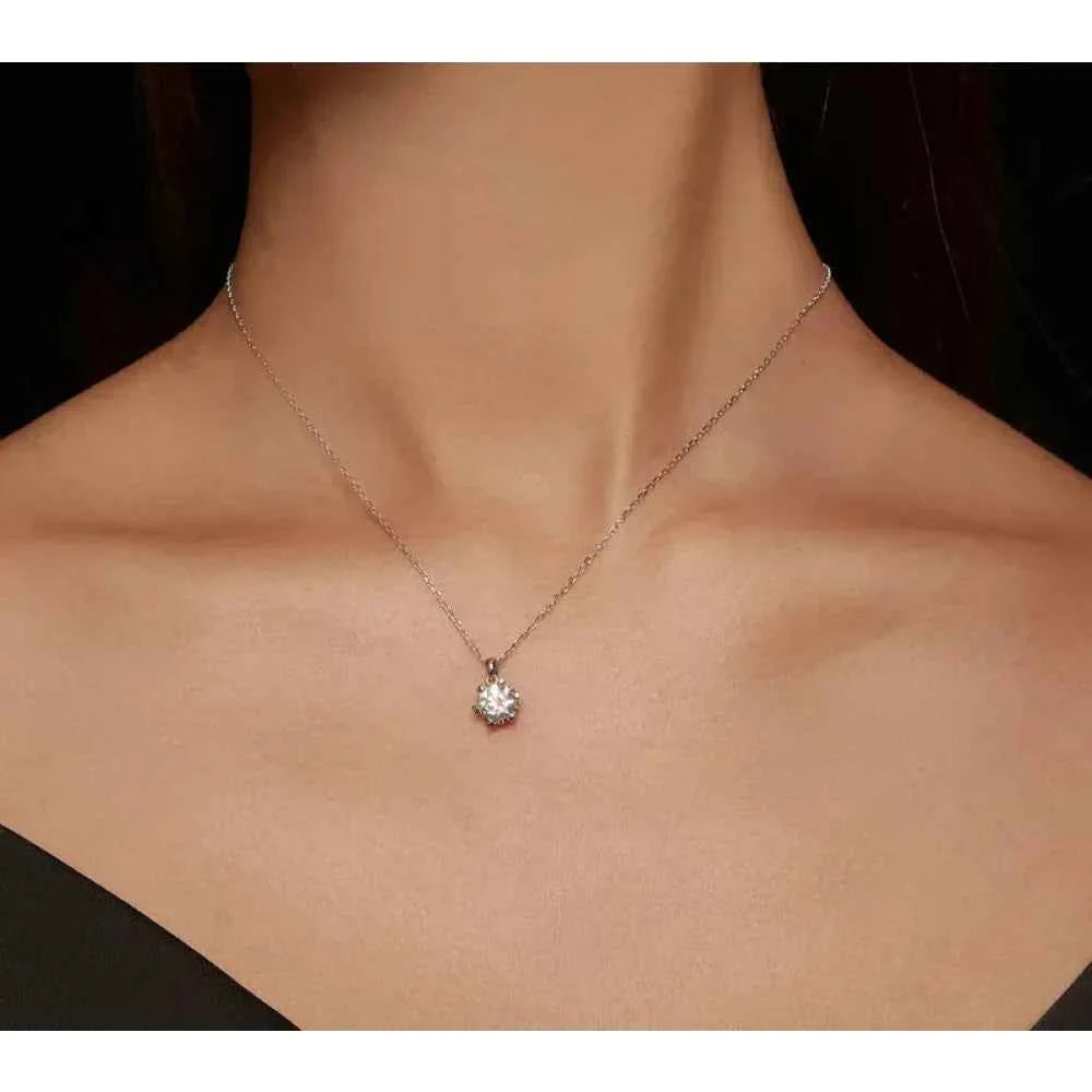 Stunning 1 Carat Moissanite Pendant Necklace | 925 Sterling Silver | Wedding & Bridal Fine Jewelry