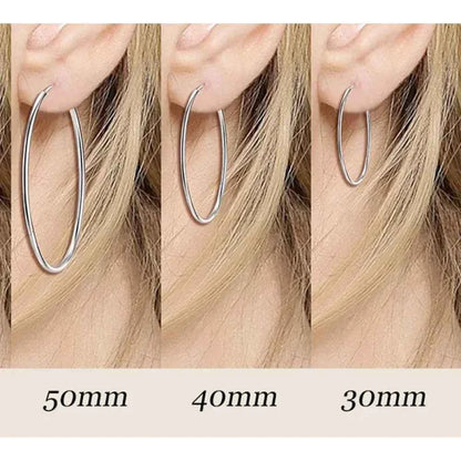 Stylish 925 Sterling Silver Large Hoop Earrings for Women - Trendy Circle Endless Huggie Big Hoops (30/40mm)