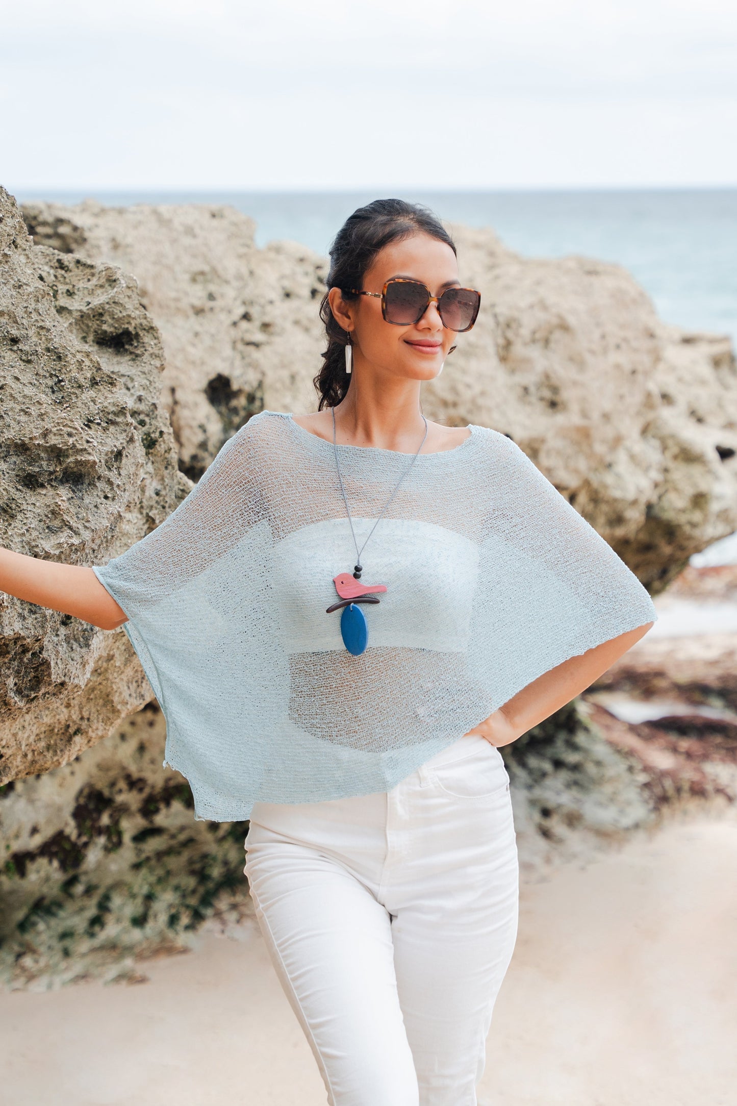 Sheer Mesh Poncho - Mint