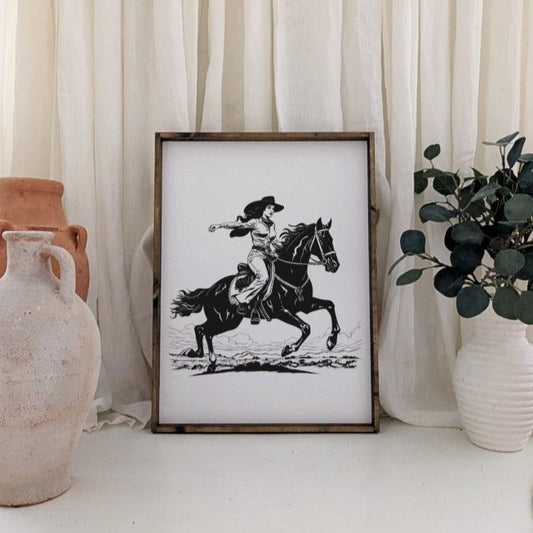 Vintage Cowgirl Wood Sign - AURABAGS SHOP